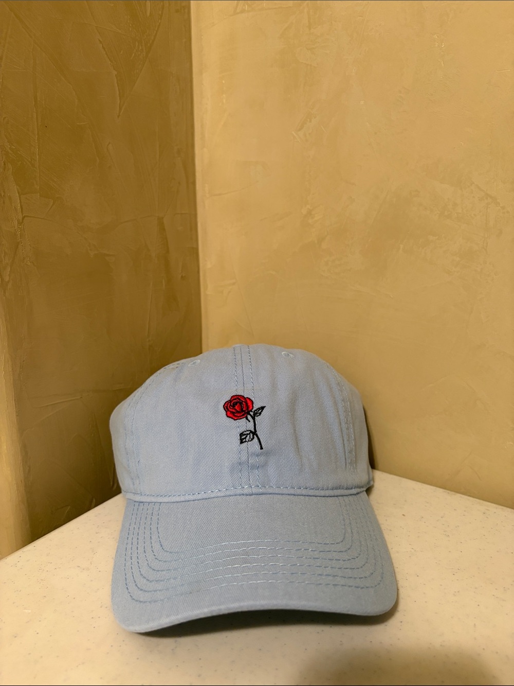 Disney Light Blue Baseball Cap with Red Rose and โI ONLY DATE BEASTSโ Embroidery